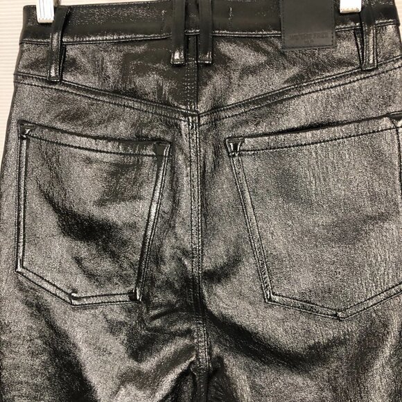 We The Free Phoenix‎ Coated Liquid Black Pleather Button Fly Skinny Jeans 27 - Picture 9 of 15